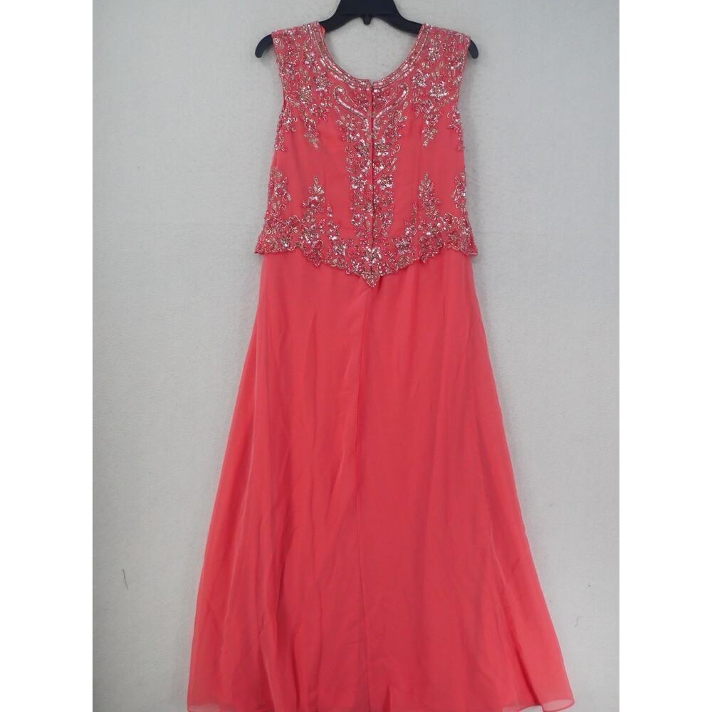 NEW J. Kara Women's 8 Petite Cap Sleeve Beaded Top Long Dress Coral 2737 - Picture 11 of 14